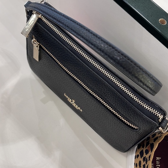 Kate Spade Leila Pebble Leather Convertible Wristlet Wallet Clutch Black - Picture 2 of 16